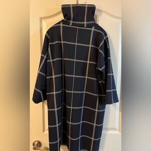 Funnel-neck LOFT Navy Windowpane Dress